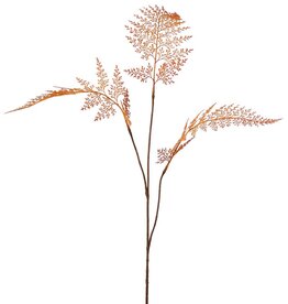 Fern branch 'Lace' 3x branched with 3 flocked fern leaves, 100 cm