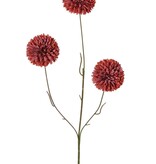 Mini-Kugelchrysantheme, 3-fach verzweigt mit 3 Blüten, Ø 6 cm & 5 Kunststoffblätter, 65 cm