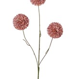 Mini-Kugelchrysantheme, 3-fach verzweigt mit 3 Blüten, Ø 6 cm & 5 Kunststoffblätter, 65 cm
