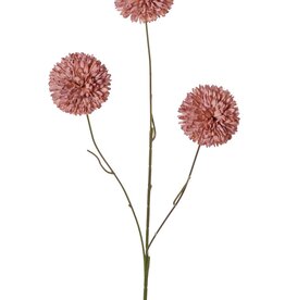Mini-Kugelchrysantheme, 3-fach verzweigt mit 3 Blüten, Ø 6 cm & 5 Kunststoffblätter, 65 cm