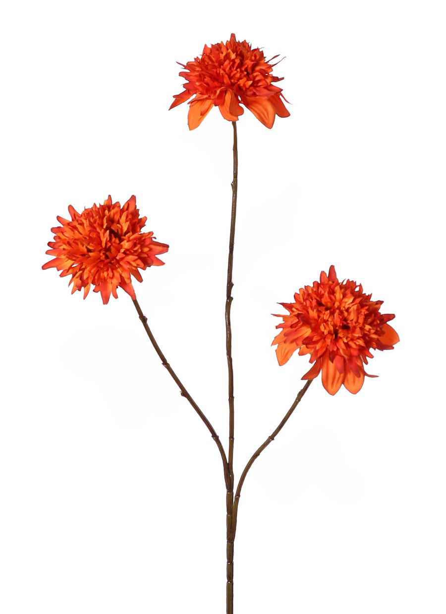 Chrysantheme 'Warm Fall', 3-fach verzweigt, mit 3 Polyesterblüten (Ø 8 cm), 5 Kunststoffblättern, 76 cm