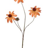 Rudbeckia (Zonnehoed) 4x vertakt, met 3 polyester bloemen, 1 plastic knop & 6 bladeren, 72 cm