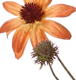 Rudbeckia (Zonnehoed) 4x vertakt, met 3 polyester bloemen, 1 plastic knop & 6 bladeren, 72 cm