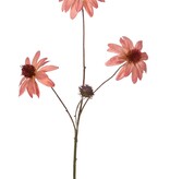 Rudbeckia (Zonnehoed) 4x vertakt, met 3 polyester bloemen, 1 plastic knop & 6 bladeren, 72 cm