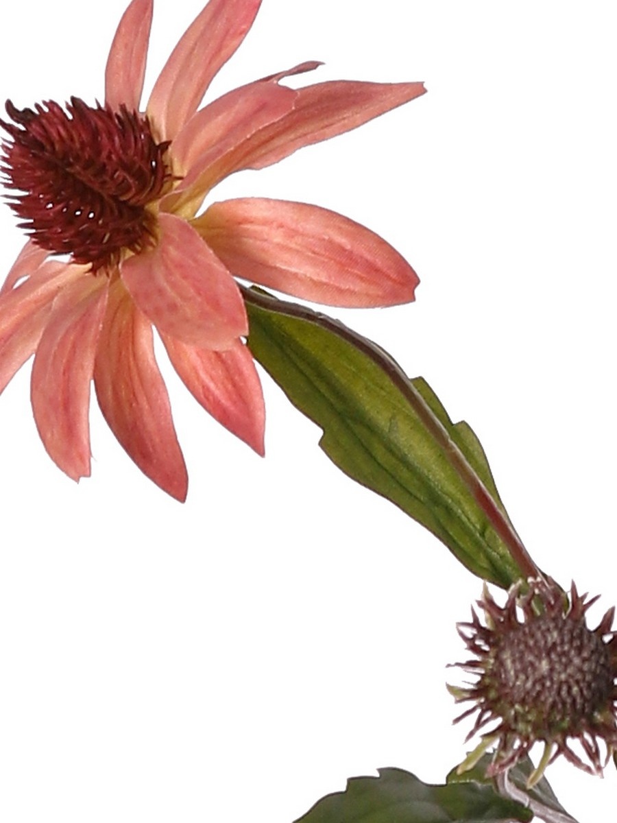 Rudbeckia (Zonnehoed) 4x vertakt, met 3 polyester bloemen, 1 plastic knop & 6 bladeren, 72 cm