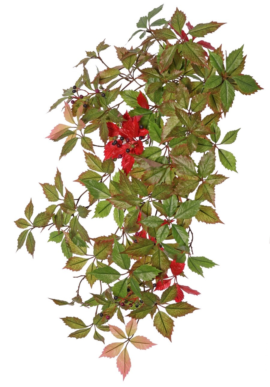 Arbusto de parra virgen (Parthenocissus) 'Sparkling Nature', 10 brotes, 315 hojas y 56 bayas de plástico, 76 cm