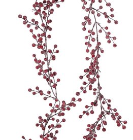 Schaumbeeren-Girlande (rot), mit 413 weiß getünchten Beeren (59 Büscheln), 167 cm