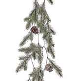Tannengirlanden mit 2 Strängen, mit je vier Zapfen (2 große/2 kleine), white washed, 85 cm