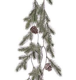 Tannengirlanden mit 2 Strängen, mit je vier Zapfen (2 große/2 kleine), white washed, 85 cm