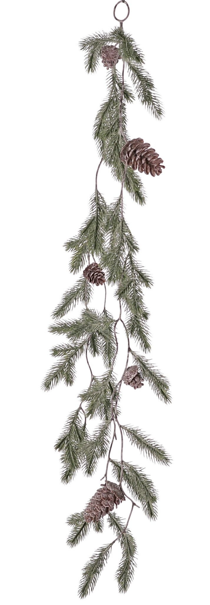 Tannengirlanden mit 2 Strängen, mit je vier Zapfen (2 große/2 kleine), white washed, 85 cm
