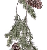 Tannengirlanden mit 2 Strängen, mit je vier Zapfen (2 große/2 kleine), white washed, 85 cm
