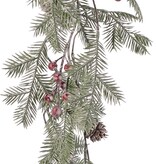 Tannengirlanden mit 2 Strängen, mit je 35 Beeren (5 Büscheln), Kunststoffzapfen und 35 Blätterbüscheln, 85 cm