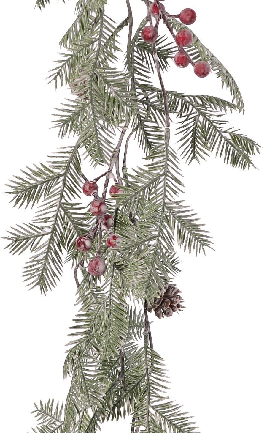 Tannengirlanden mit 2 Strängen, mit je 35 Beeren (5 Büscheln), Kunststoffzapfen und 35 Blätterbüscheln, 85 cm