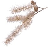 Kiefernzweig-Girlande, 3-fach verzweigt mit 6 Kiefernbüscheln und 2 Kunststoffzapfen, weiß getüncht (white washed), 86 cm