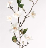 Magnolia spray (small flowers, max. Ø 9cm) x7 flrs, x10 flocked buds, &6 lvs, 90cm
