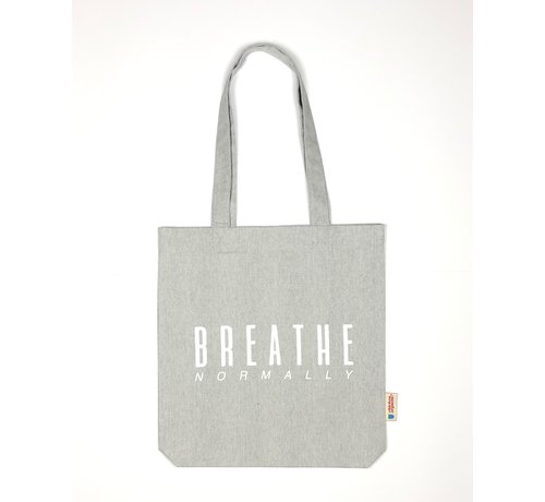 Chicken or Pasta Chicken or Pasta Grijze Tote Bag met opdruk Breathe Normally
