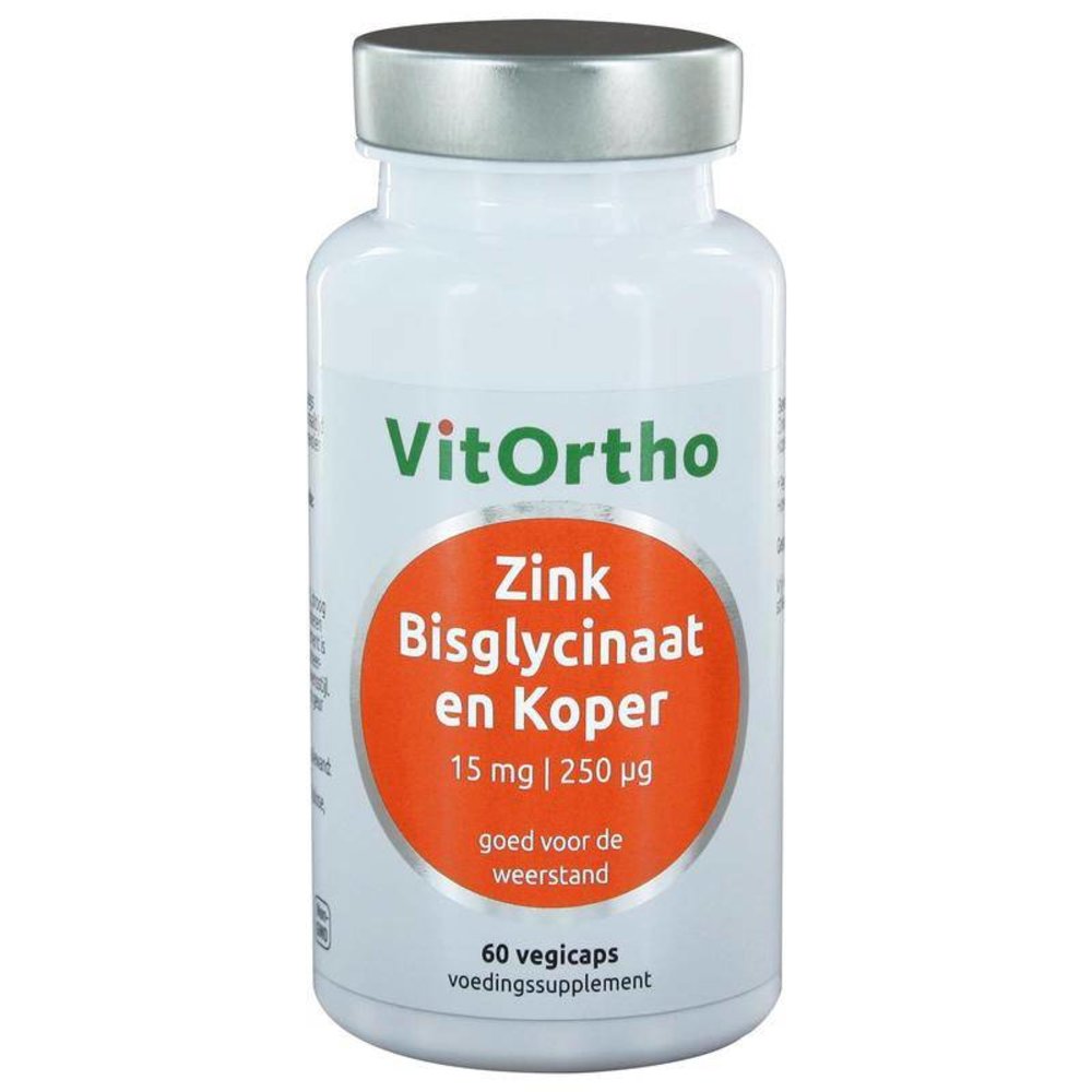 Vitortho Zink bisglycinaat 15mg en koper 250mcg Vitortho Zink bisglycinaat 15mg en koper 250mcg