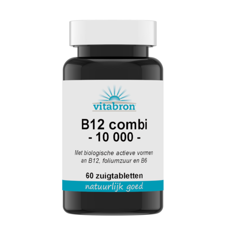 Vitabron Vitamine B12 Actief combi 10.000 + folaat/P-5-P Vitabron Vitamine B12 Actief combi 10.000 + folaat/P-5-P