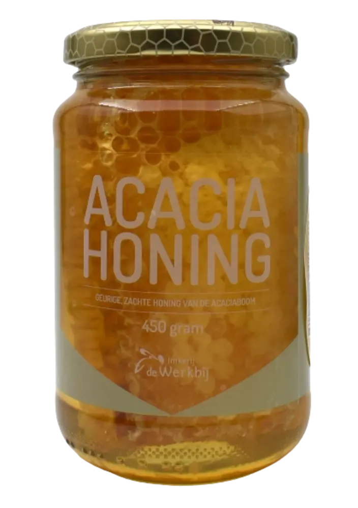Imkerij De Werkbij Acaciahoning met raat Imkerij De Werkbij Acaciahoning met raat