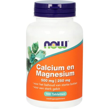 NOW Calcium 500mg en magnesium 250mg NOW Calcium 500mg en magnesium 250mg