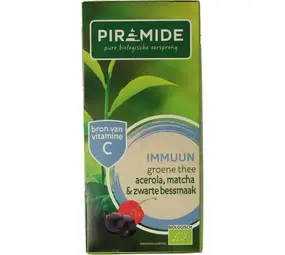 Piramide Immuun groene thee acerola matcha & zwarte bes Piramide Immuun groene thee acerola matcha & zwarte bes