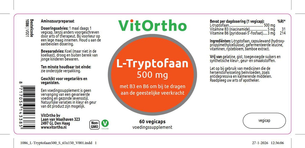 Vitortho L-Tryptofaan 500 mg