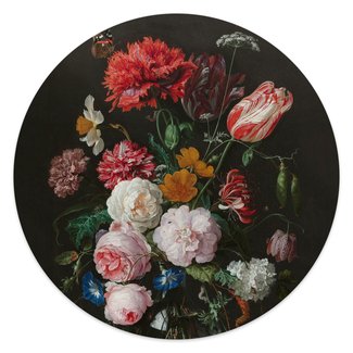 Glasbild Stillleben mit Blumenvase 30 cm