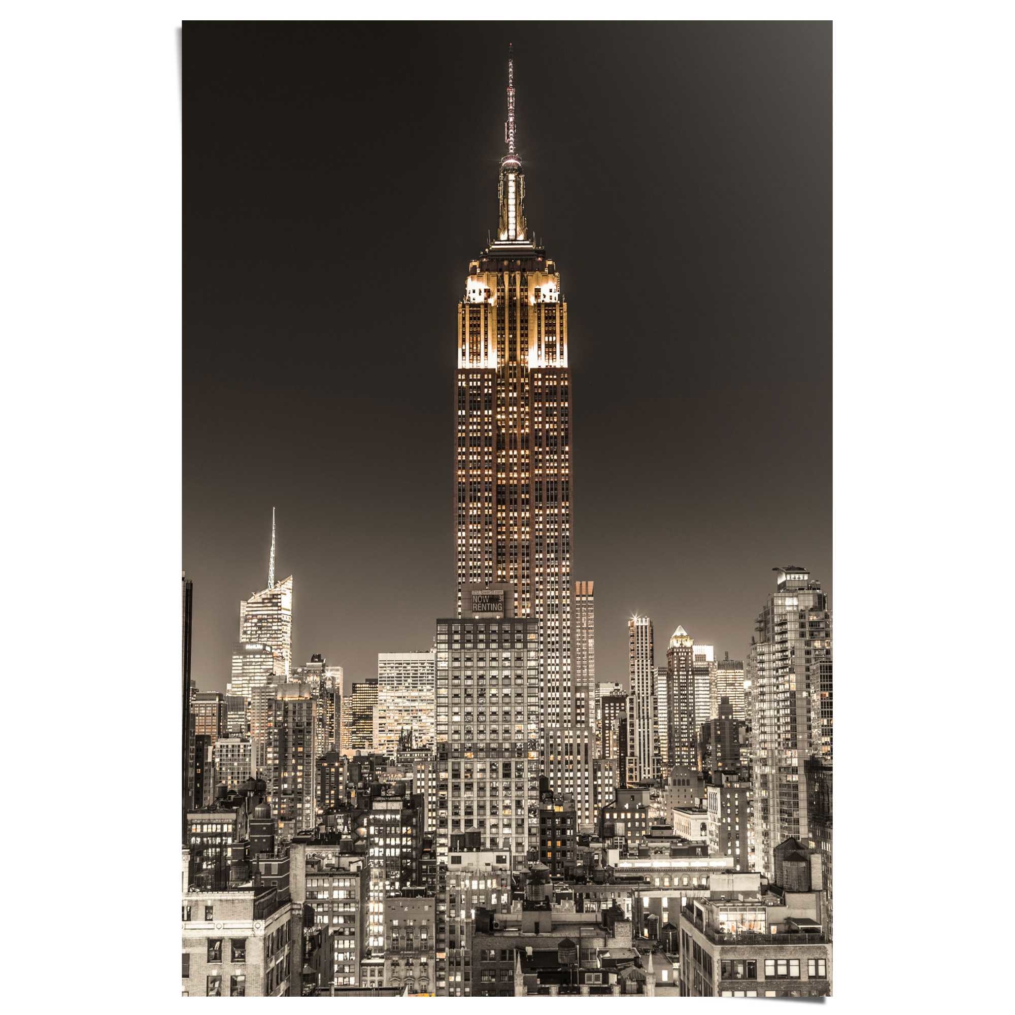 New York Empire State Building gold Poster Schwarz REINDERS!