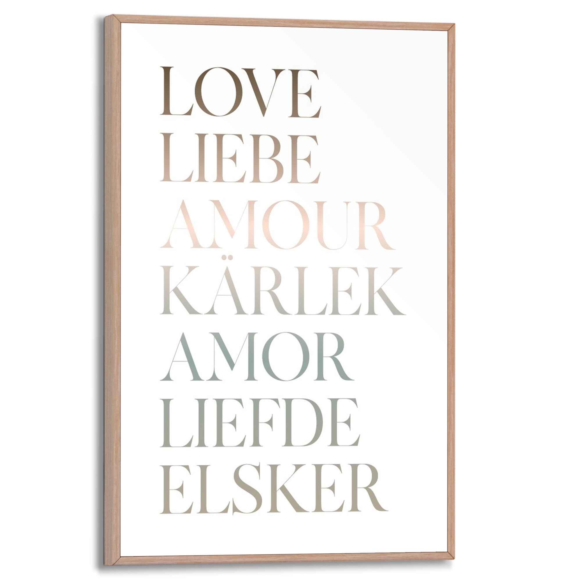 Liebe Sprachen Sprüche Text Gerahmtes Bild SchwarzWeiß REINDERS!