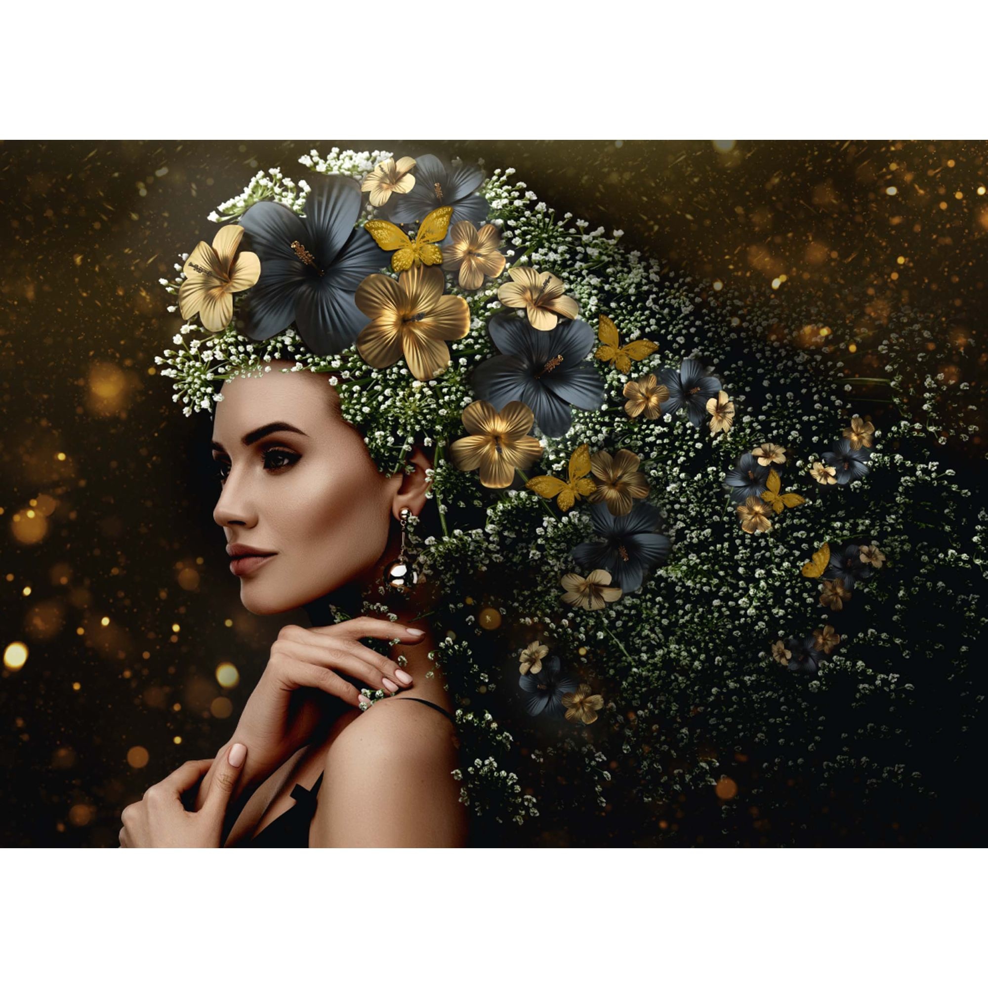 Elegante Frau Blumen - Festlich - Schmetterling - Eleganz