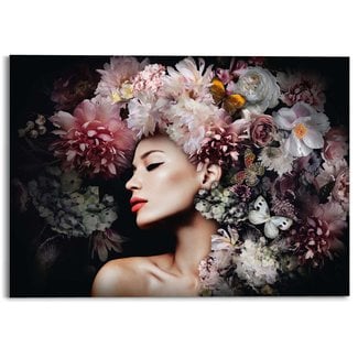 Plexiglasbild Frau mit Blumenhut 70x50 cm