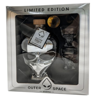Outer space Alien Head Chrome + 2 glazen Giftpack 70CL