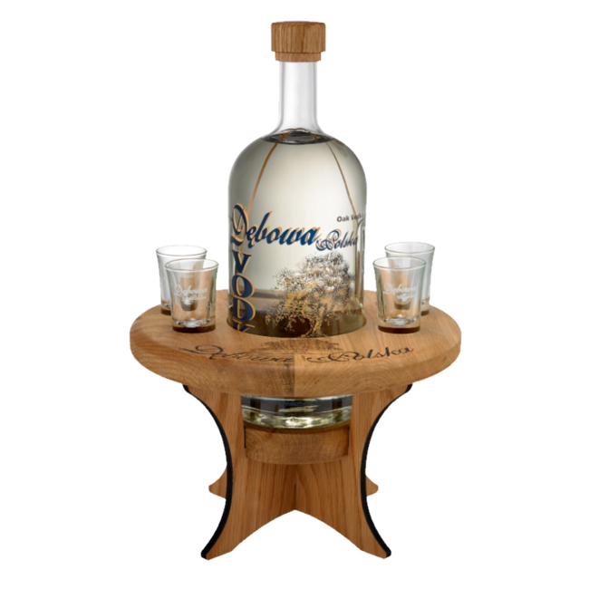 Debowa Oak Vodka 0.7L Bijzettaffel en 4 glaasjes