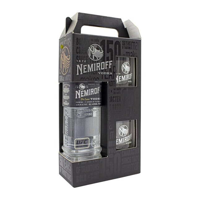 Nemiroff De Luxe Vodka met 2 glazen