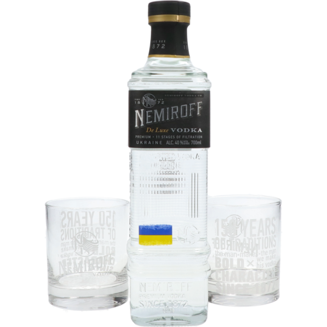Nemiroff De Luxe Vodka met 2 glazen