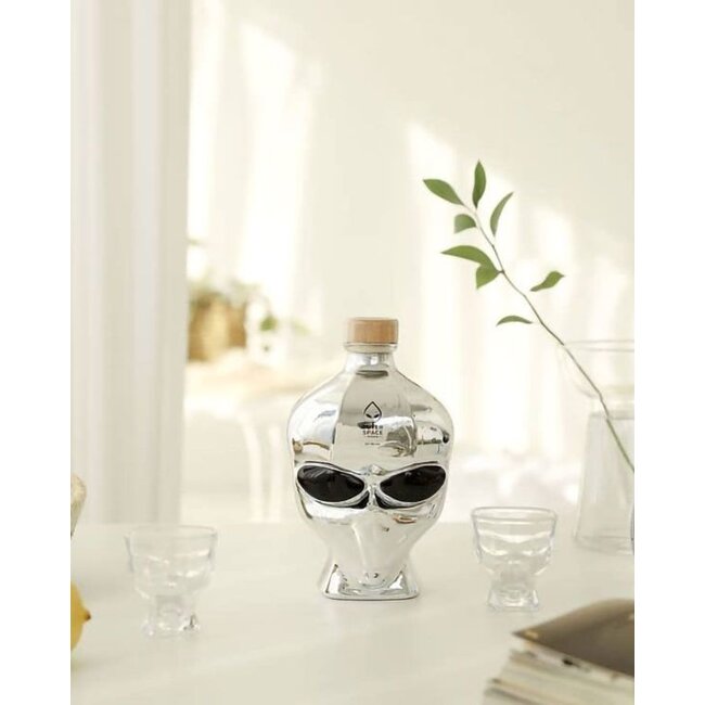 Outer space Alien Head Chrome 70CL + 2 glazen Giftpack 70CL