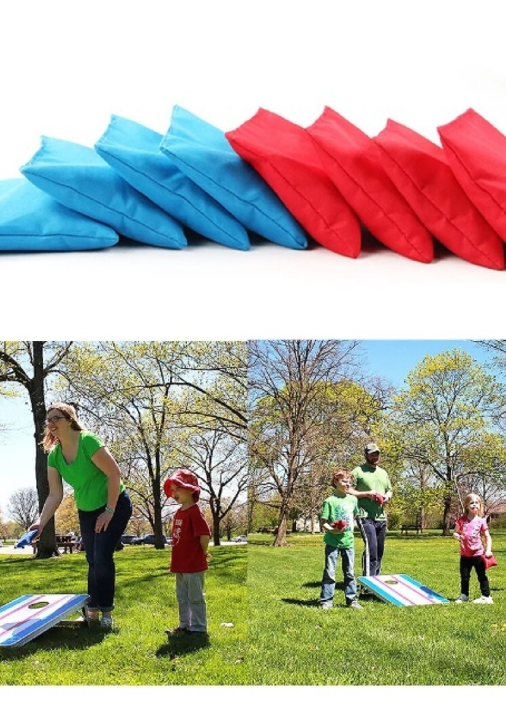 Cornhole by Scotts Bluf 4 Rode zakjes 10x10 cm voor kinderen of om het spel iets makkelijker te maken.