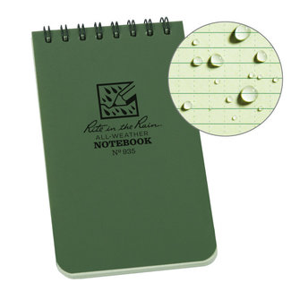 Rite in the Rain 3 x 5 Top Spiral Notebook 935 Green