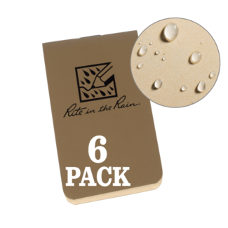 Rite in the Rain ON-THE-GO NOTEBOOKS (6-PACK)(TAN) - OTG971T