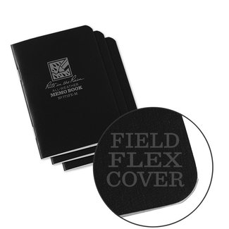 Rite in the Rain Mini Stapled Notebook, Black Cover, 3 Pack (No. 771FX-M)