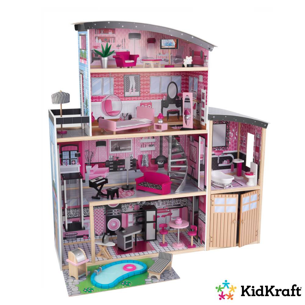 Stamboom Wijde selectie Onhandig Kidkraft Sparkle Mansion Barbiehuis | Gratis Verzending! - Het Houten  Poppenhuis
