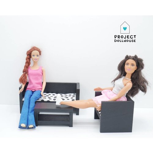Project Dollhouse Barbie Zitkamer Zwart Project Dollhouse Barbie Zitkamer Zwart