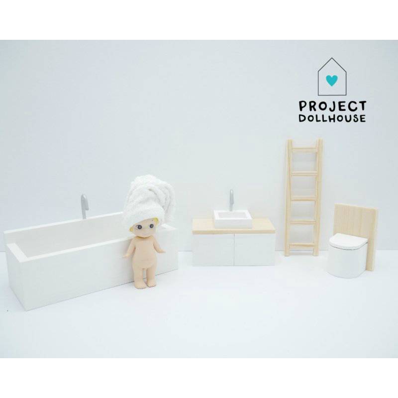 oog injecteren Slechte factor Project Dollhouse Poppenhuis Badkamer Hout & Wit | Bestel Eenvoudig! - Het  Houten Poppenhuis