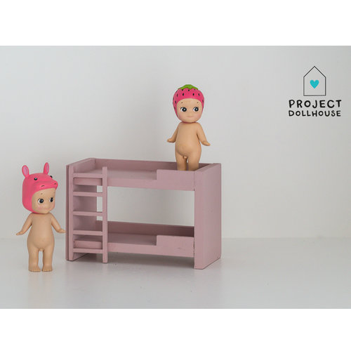 Project Dollhouse Poppenhuis Stapelbed Oud Roze Project Dollhouse Poppenhuis Stapelbed Oud Roze