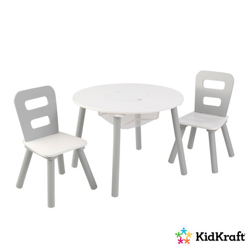 Kidkraft Ronde Tafel met 2 Stoelen Grijs