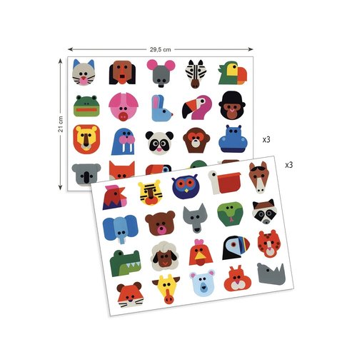 Djeco Stickers Dieren Hoofden - 120 st