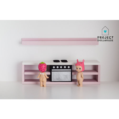 Project Dollhouse Pastelroze keuken met oven Project Dollhouse Pastelroze keuken met oven