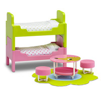 Poppenhuis Kinderkamer met Stapelbed