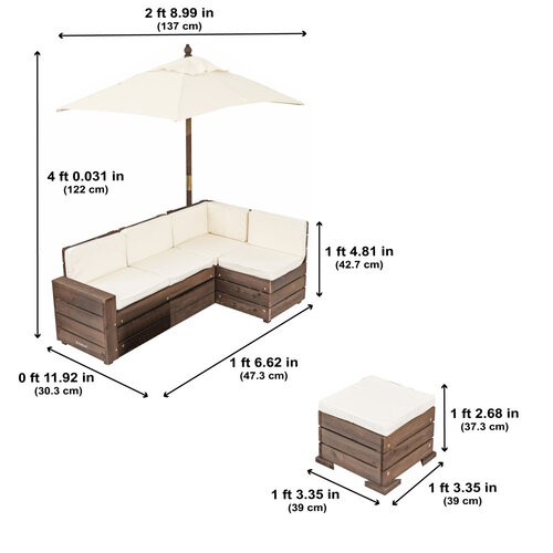 Kidkraft Houten Loungeset Ottoman & Umbrella Bruin/Beige