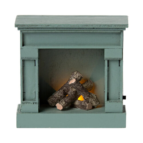 Maileg Open Haard Muis - Blauw